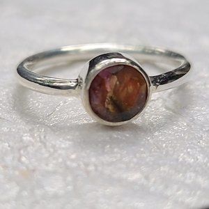 Tourmaline Ring Size 6 Sterling Silver-Minimalist Tourmaline Gemstone Ring Size